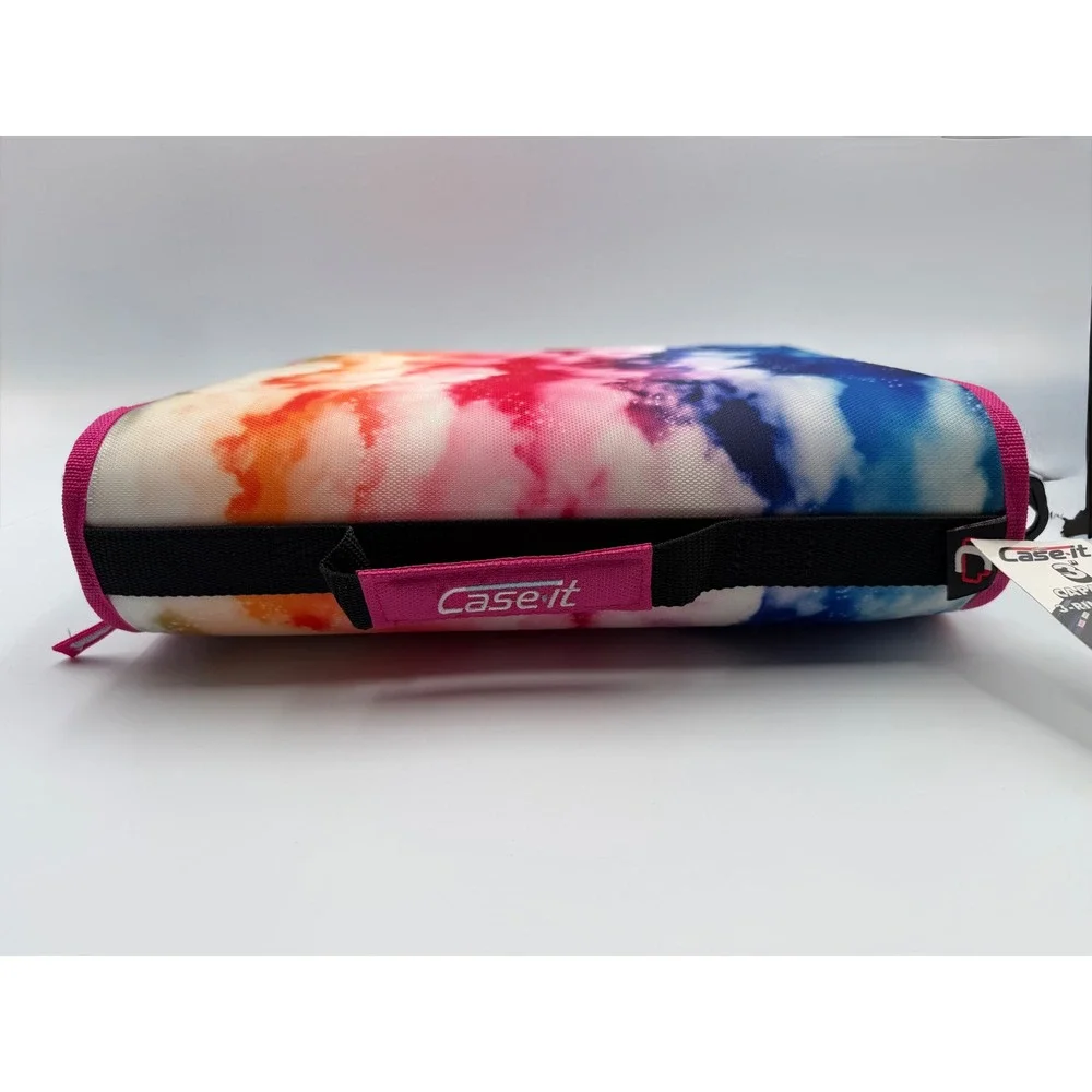 Case-it The Mighty Zip Tab 3 Inch Zipper Binder Rainbow Tie Dye NWT T-641-P